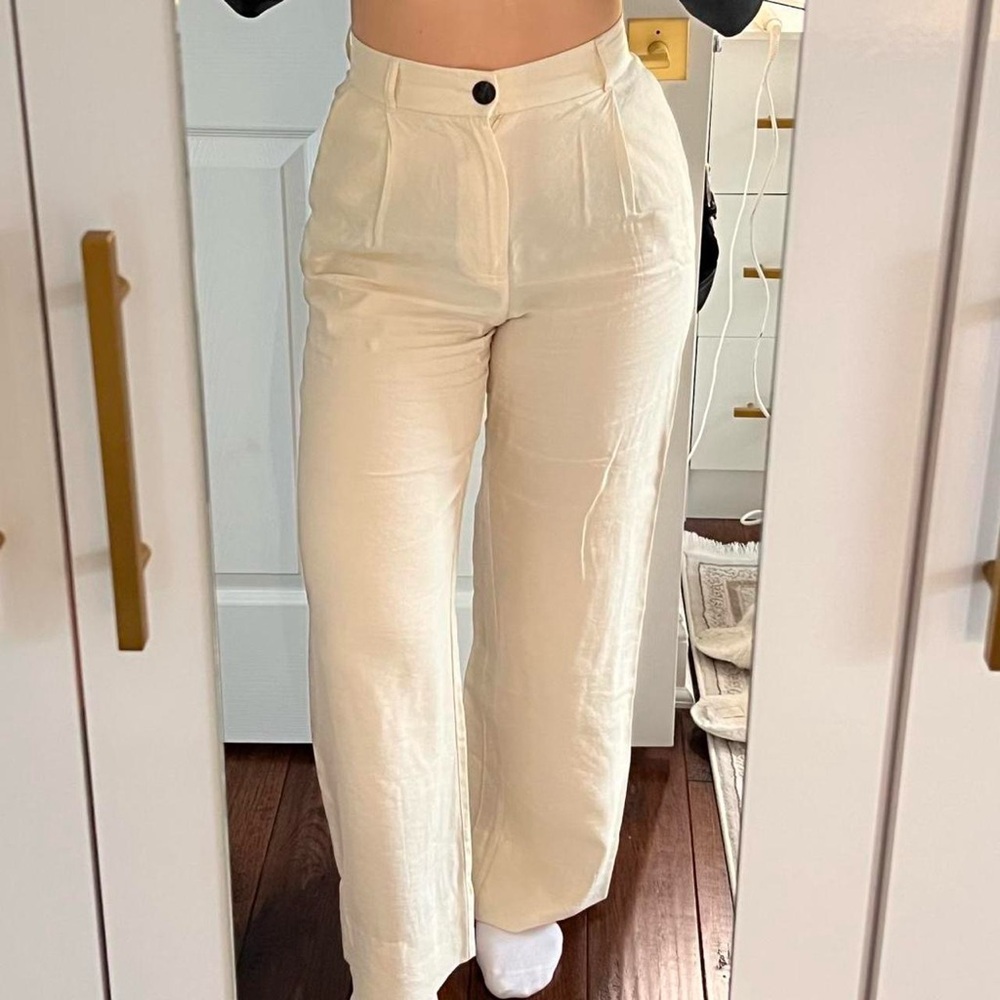 Elegant Cream Wide-Leg Pants